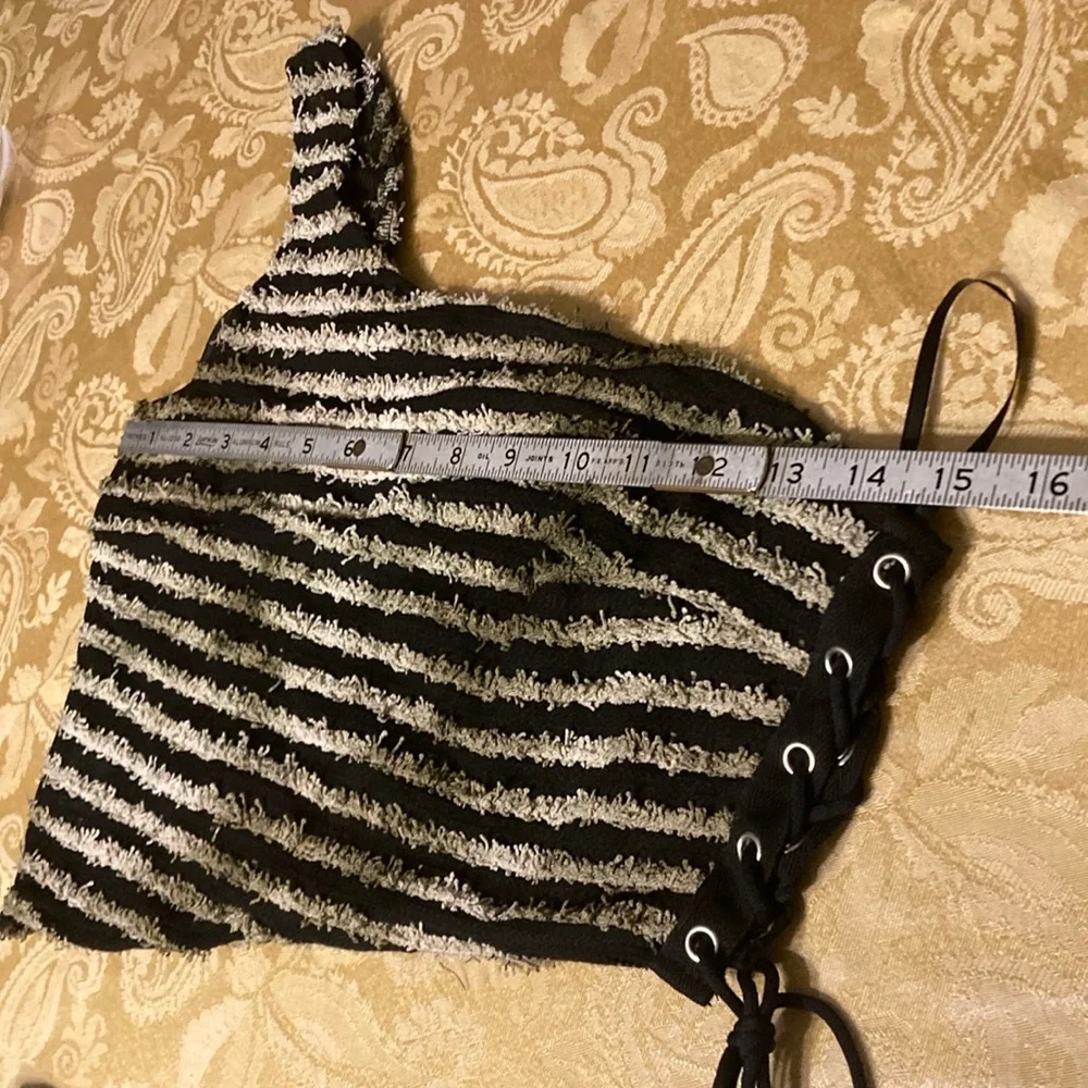 SHEIN ICON Striped One Shoulder Drawstring Side Crop Top & Skirt size M NWT - Picture 11 of 15